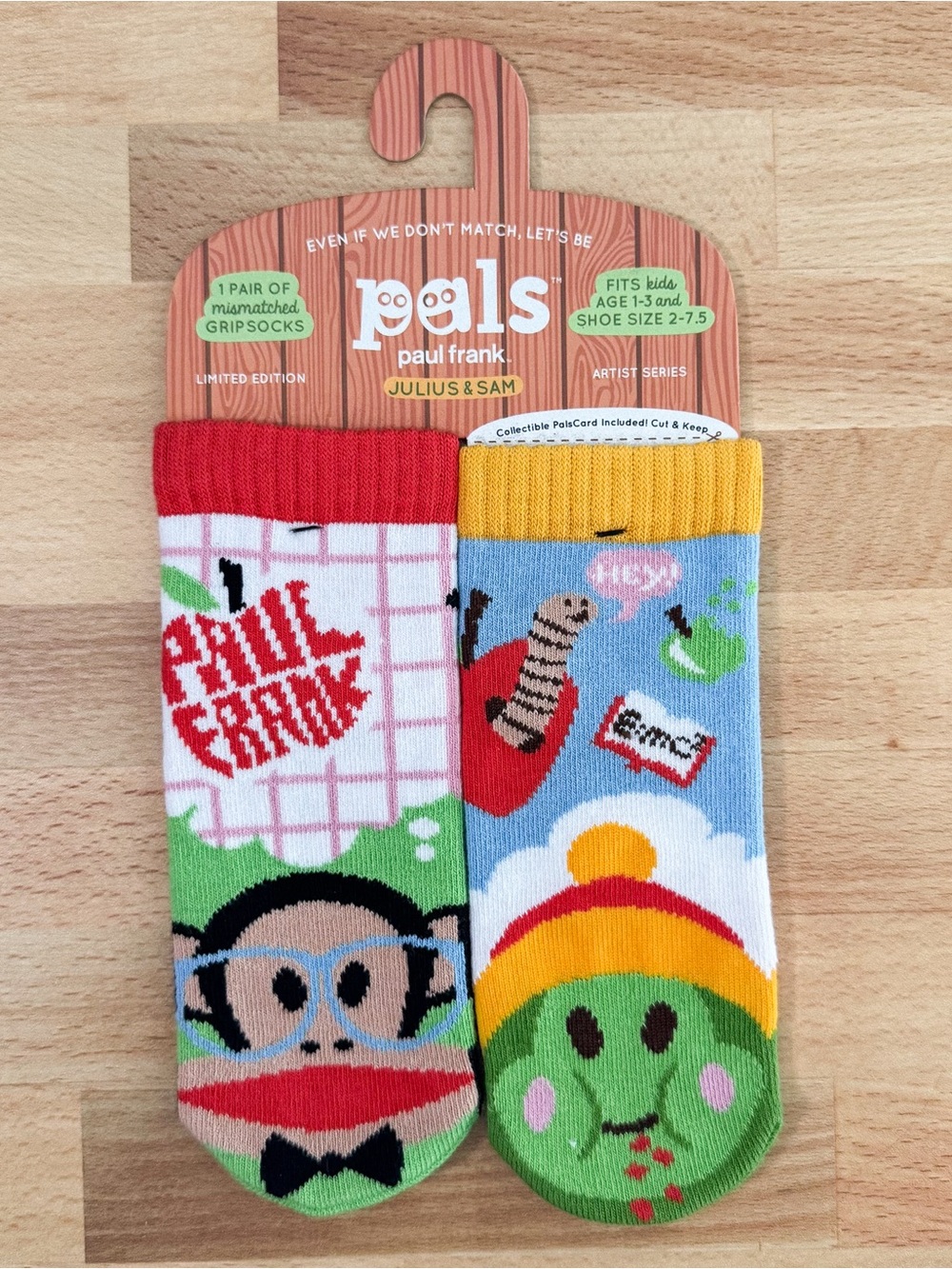 pals Paul Frank Kids Mismatched Grip Socks - Red, Yellow, Blue, Green